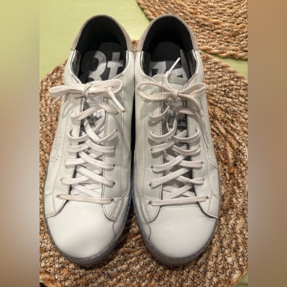 P448 White Leather Sneakers Size 42 VGC